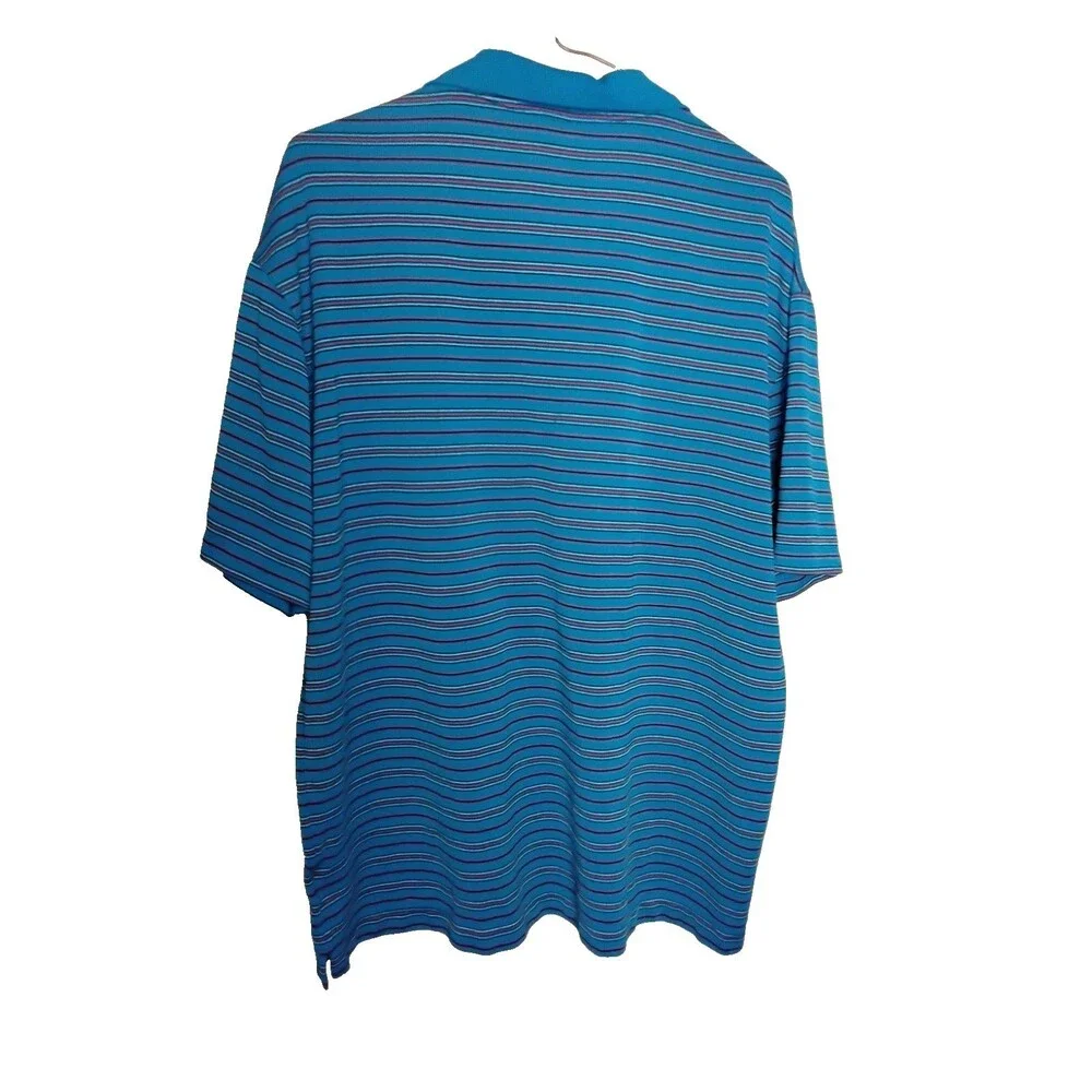 Nike Golf Mens Polo Shirt Blue And Red Striped Tour Performance Dri-Fit XL